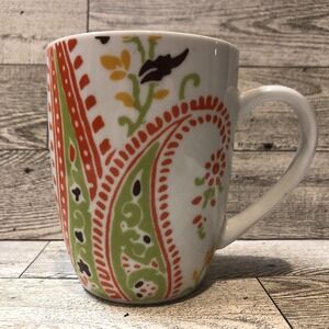 RACHAEL RAY Paisley K014 Mug 4" Porcelain Brown Orange‎ Coffee Tea Cups
